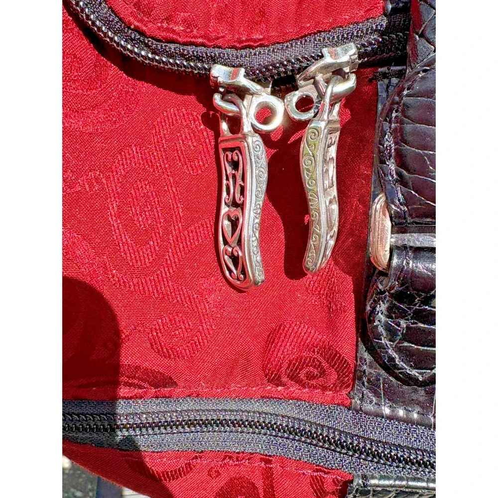 Brighton Mevelyn Red Black Large Croc Rolling Weekender Carry On Luggage U286606
